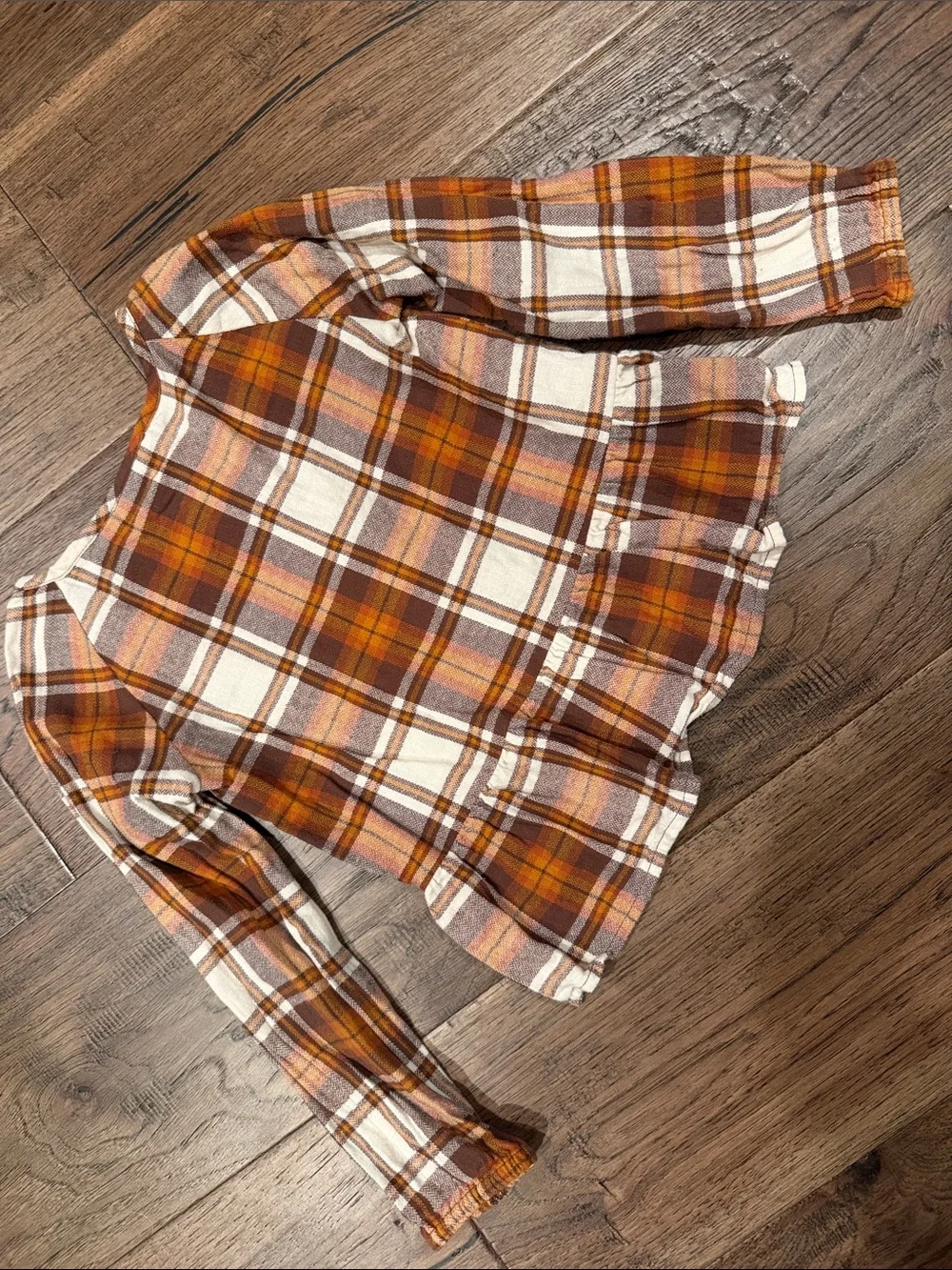 The Children’s Place Place Rust and Cream Plaid Button-Front Top